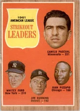 1962 Topps 59 AL Strikout Leaders Pascual/Ford/Bunning/Pizzaro EX #D286597