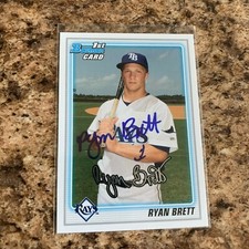 Ryan Brett Signed 2010 Bowman Draft Rc Auto Tampa Bay Rays