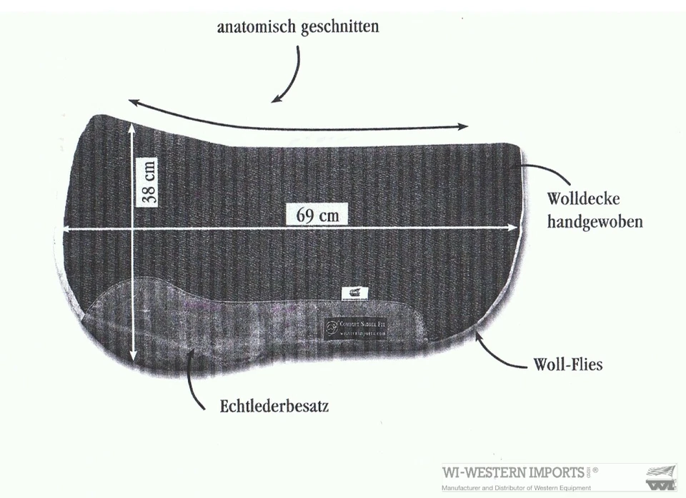 Western imports CSF western pad Sierra-roundskirt short pad real sheep wool 69 cm - Image 3 of 3