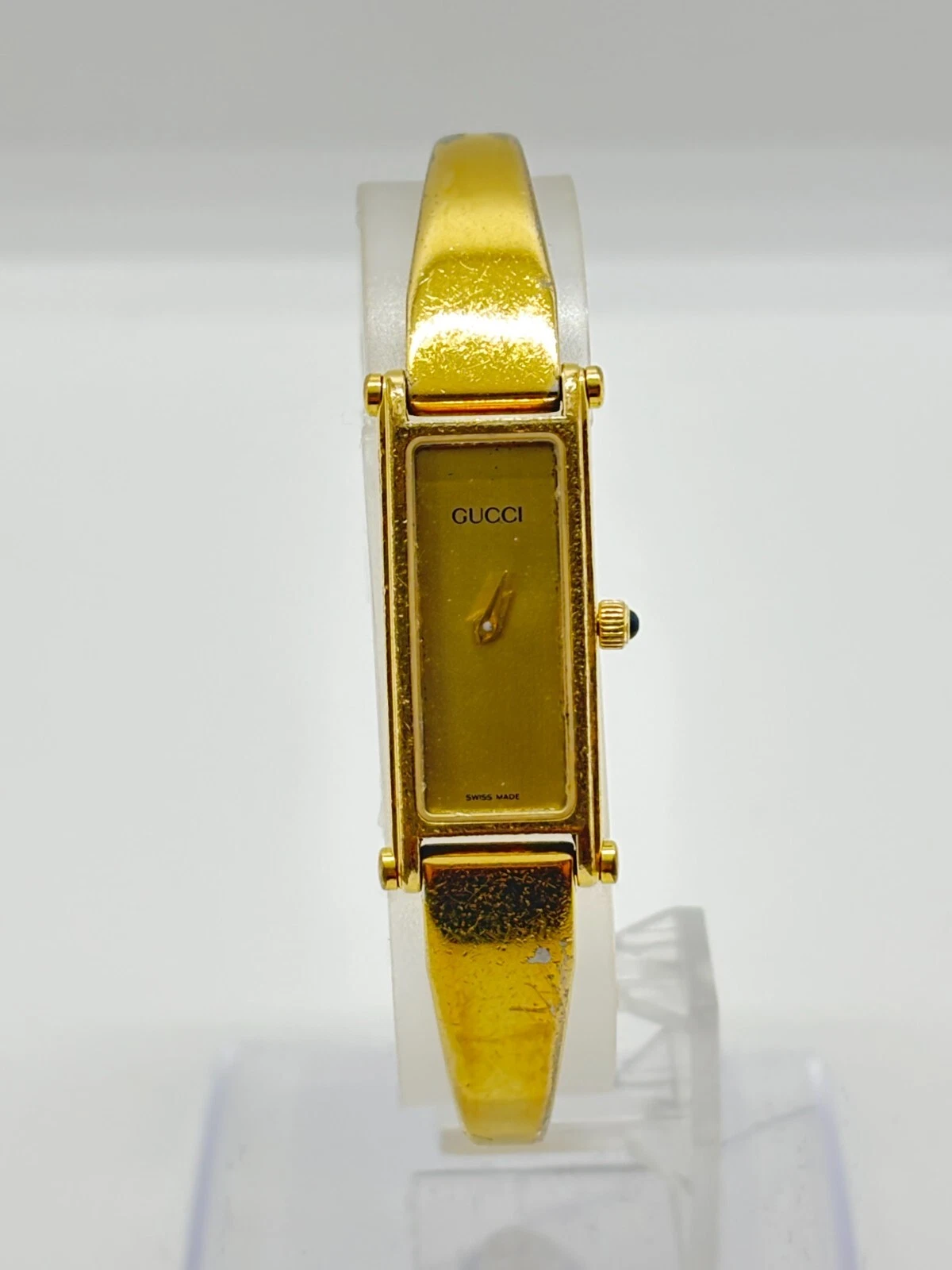 [Exc+4] Montre GUCCI 1500 Cadran Or Noir QZ Bracelet Femme Occasion Fonctionne