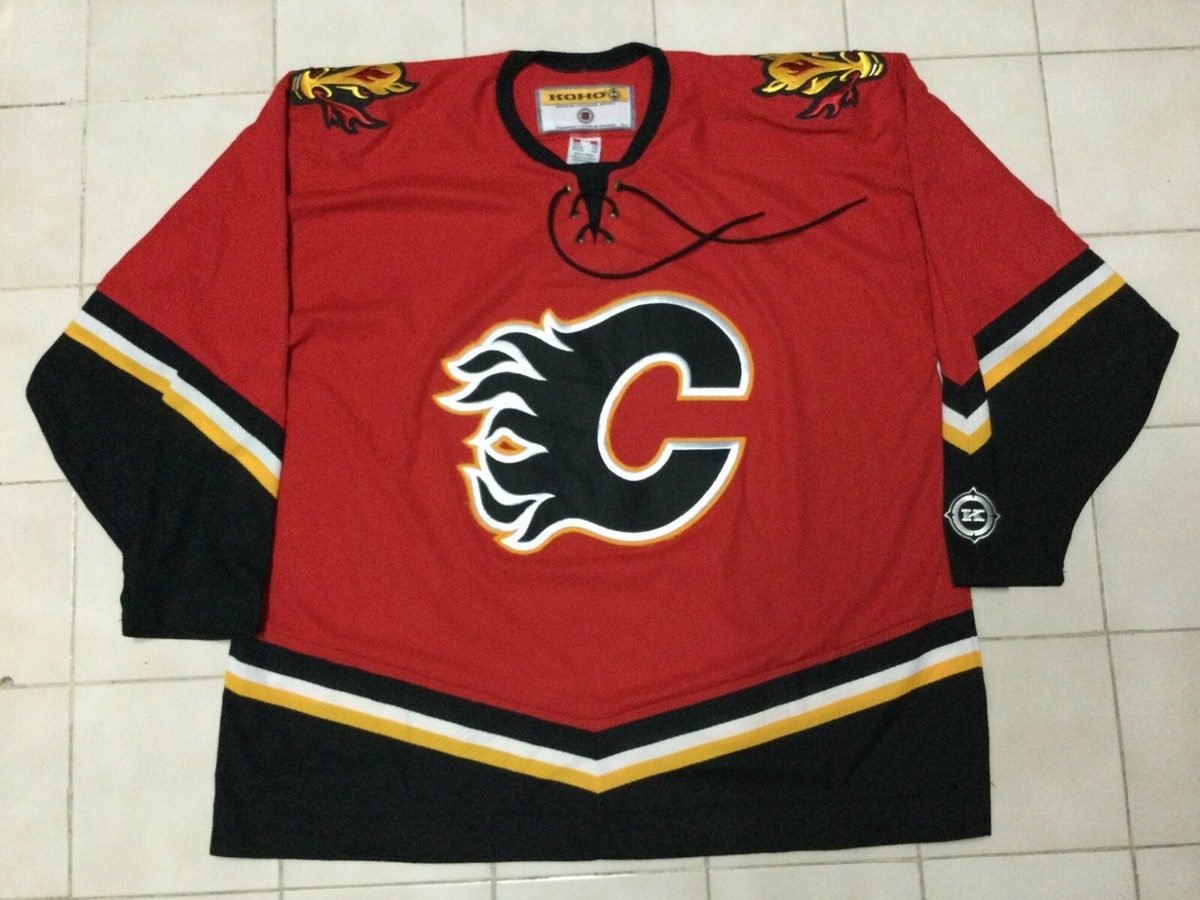 CCM - 【CCM】NHL Calgary Flames ホッケーゲームシャツA-3514 Calgary Flames 2000 2001 Canada NHL Hockey Longsleeve Jersey