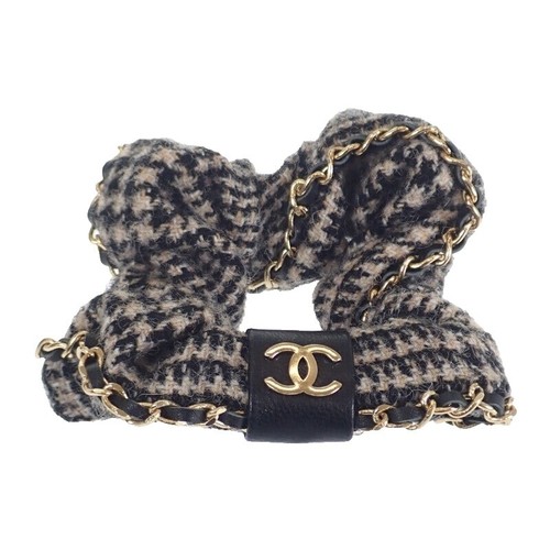 ★関税込★CHANEL★(W) Chanel Hair Accessory & Black Ecru★ W) Chanel Hair Accessory Silk Crepe Jacquard & Black Ecru | eBay