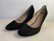 A New Day Black AD736 Dot Faux Suede Wedge Heel Women's Shoes Size 9