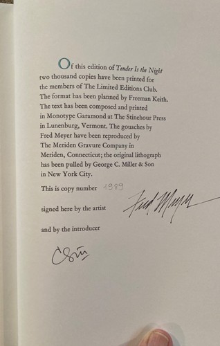 Limited Editions Club- TENDER IS THE NIGHT -F. Scott Fitzgerald -ill. F. Meyer - 第 6/7 張圖片