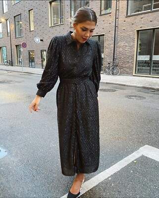 ワンピース MALIPARMI Woman Dress Black JF665850631 20000 Zara Women Dress With Metallic Thread Black 7563/245 Size XS