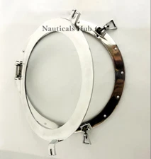 Nautical Porthole | Silver Antique Porthole | Transparent Glass Round Port Hole
