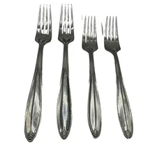 Lenox 18/10 Stainless Flatware Forks Silverware 2 Large Forks 2 Dessert Forks
