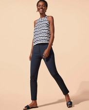 New ANN TAYLOR Navy Blue Stretch Cotton Audrey Ankle Crop Pants Sz 6