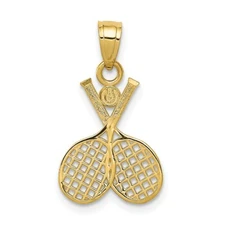 Real 14kt Yellow Gold Double Tennis Racquet Charm