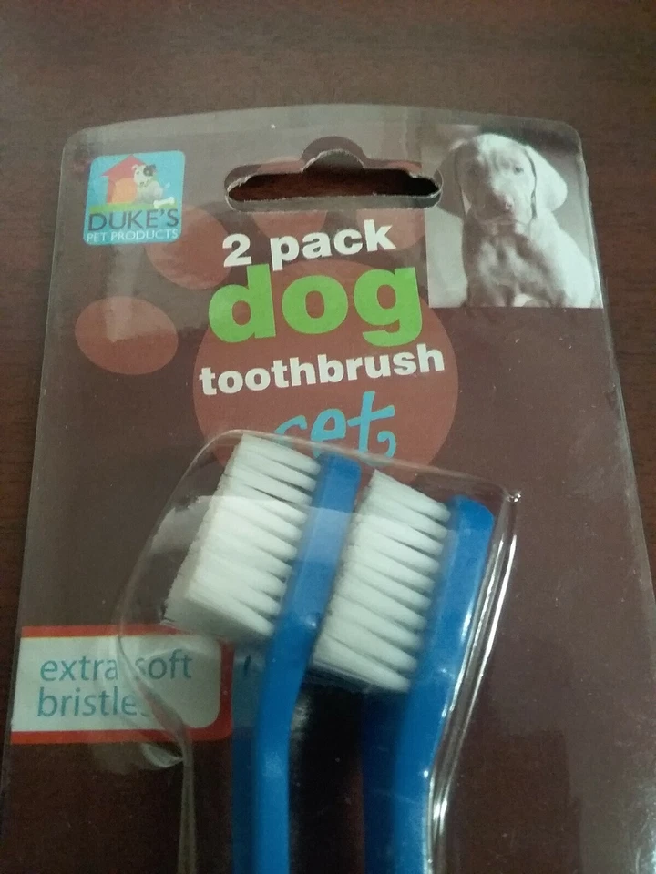 Paquete de 2 cepillos de dientes Duke's Dog cerdas suaves de doble extremo mango de 8" nuevo en paquete Foto 2 de 3