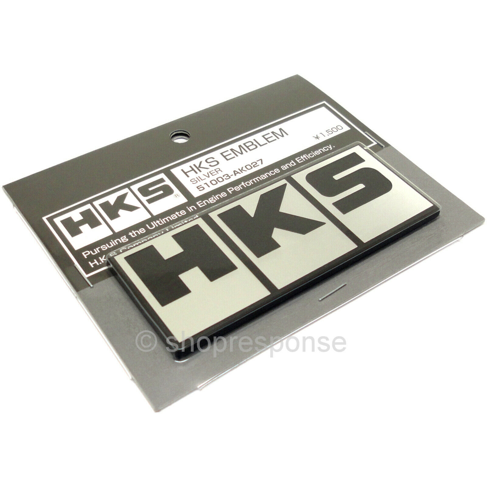 HKS 51003-AK027 Block Logo Emblem Badge Black & Silver Genuine Made in JAPAN JDM