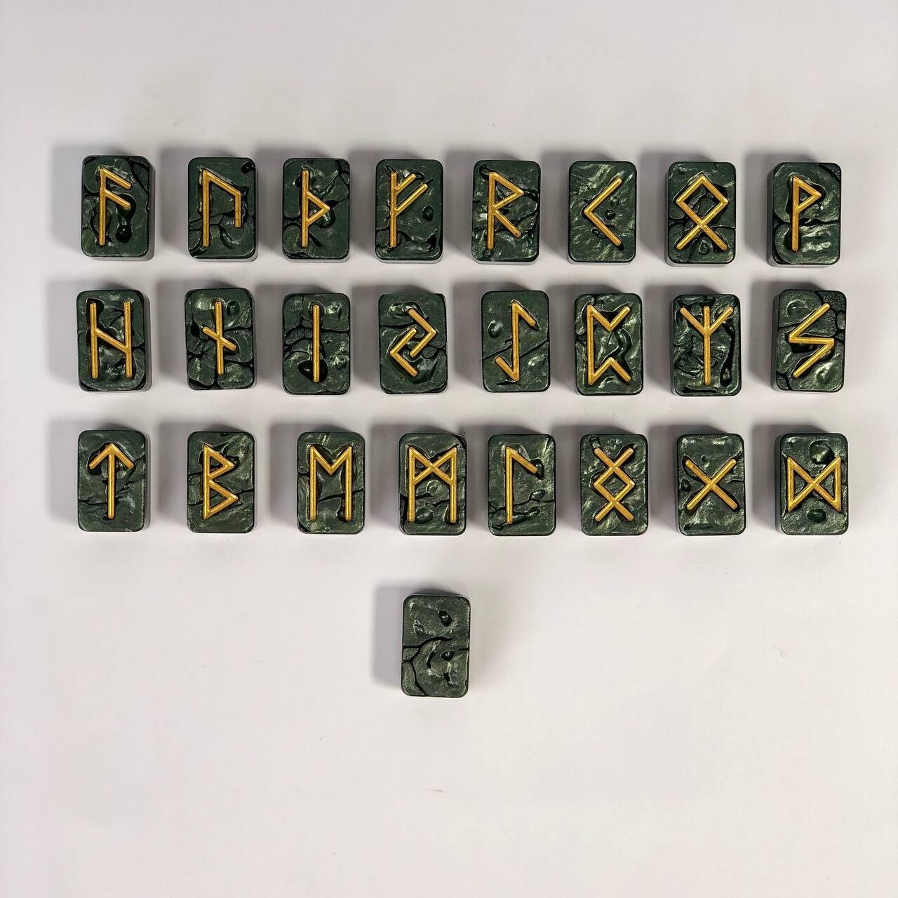 Epoxy Resin RUNES with Case, Rune Set, Green Runes, Unique Viking Norse ...