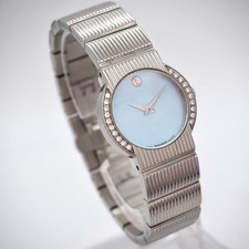 MOVADO Watch Museum Concerto Diamond Bezel Silver/Blue Shell 26mm Women’s Auth