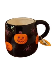 Black & Pumpkin Ceramic Mug -  Celebrate Halloween - New