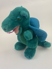 Dakin  Co Teal Blue Dragon Plush 9.75  Wings Corduroy Belly 1983 Vintage