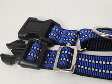 HIKKO Adjustable Martingale Dog Collar Blue and Black NIB Large
