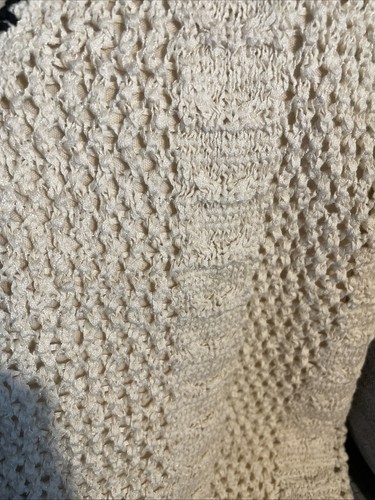 Elan Crochet Vest Ivory Black Ties Lined NWOT XL - Picture 2 of 4