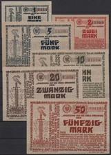 34449 - 6 x NOTGELD ITZEHOE, Kreis Steinburg, 1 - 50 Mark, 12.11.1918, Geiger