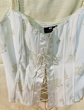 Floral ivory and satin corset Bustier top With Straps Size M