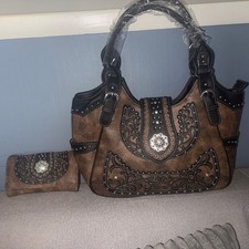 Western Conchos Concealed Carry Purse Country Handbag Women Shoulder Bag Wallet