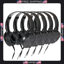 Kids Classroom Headphones 5-Pack Durable Wired On-Ear 3.5mm Black