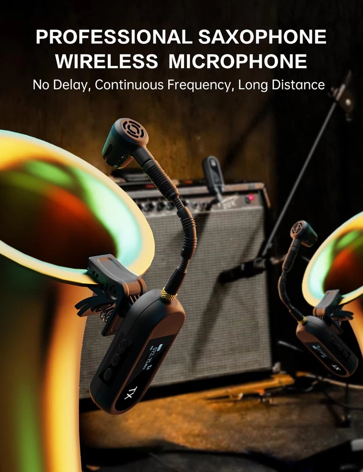 Wireless UHF Saxophone Microphone System, Clip Instrument Microphone Saxophon... - Image 2 of 4