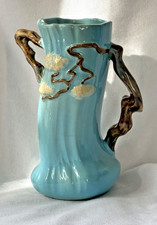 Beautiful Glossy Roseville Pottery Blue Ming Tree Vase, Mold 582-8