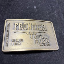 VINTAGE FRONTIER GOLD RUSH CLUB BELT BUCKLE - Closed Casino Las Vegas Gambling