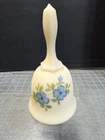 FENTON ART GLASS CUSTARD SATIN BELL HAND PAINTED FLOWERS SIGNED