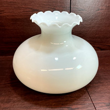 JUMBO WHITE FLOOR LIGHT SHADE W/ CRIMP TOP AND A 10" BRASS FILIGREE FITTER RING