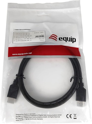 Equip 119310 HDMI High Speed Cable/HDMI HS Ethernet A-A Male/Male / 1.8 m / 1080 - Photo 2/7
