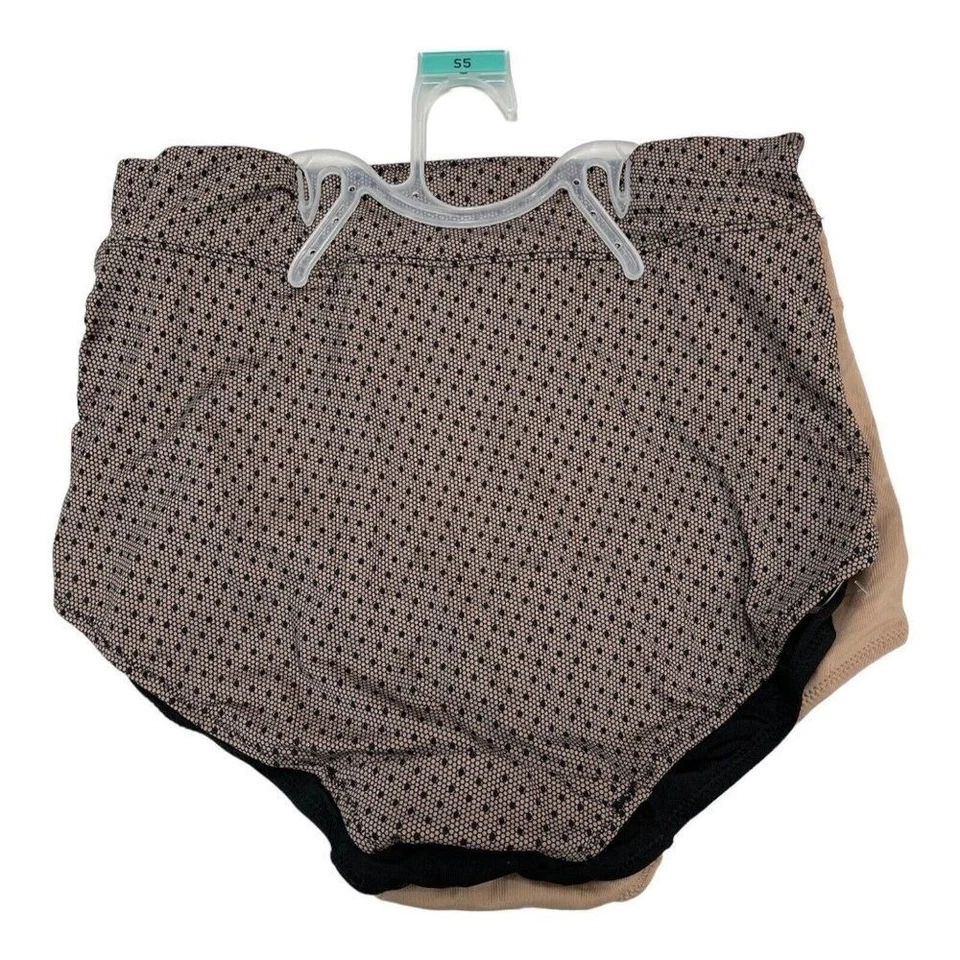 Warners Panties Womens 5 S Set Of 3 No Muffin Top Brief Nude Black Dot Neutral - Image 2 of 4