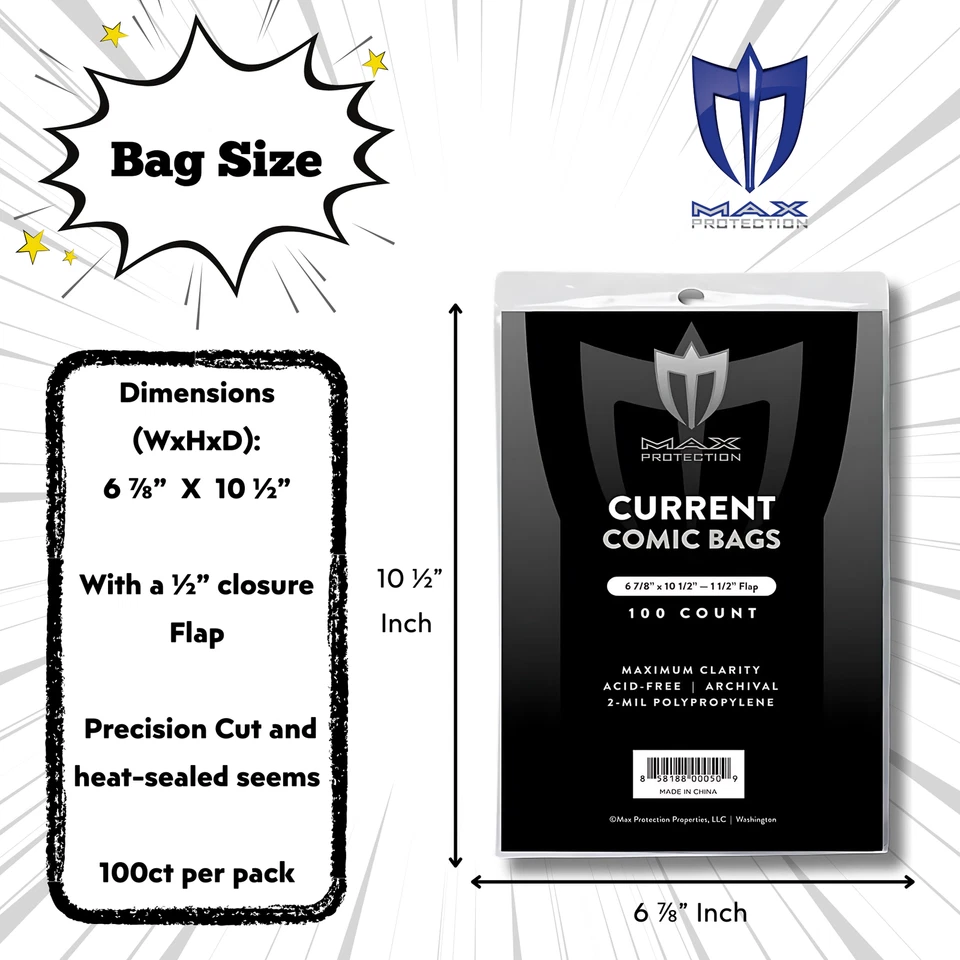 (300ct) Max Protection Current Comic Book Bags and Boards - Ultra Clear Bags & - Image 4 of 4