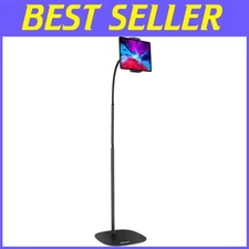 Elegant Black Gooseneck Tablet Holder Stand for iPads and Smartphones 4.6-12.9"