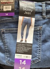 Kirkland Signature Women's High-Rise Skinny Jeans, Blue, Size 14 NWT