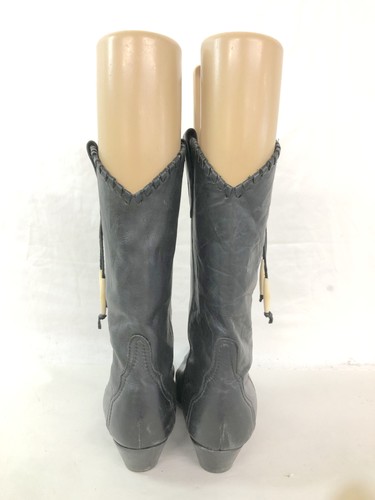 Botas vaqueras vintage para mujer Laredo de cuero negro con protectores de puntera talla 8,5 M - Imagen 8 de 12