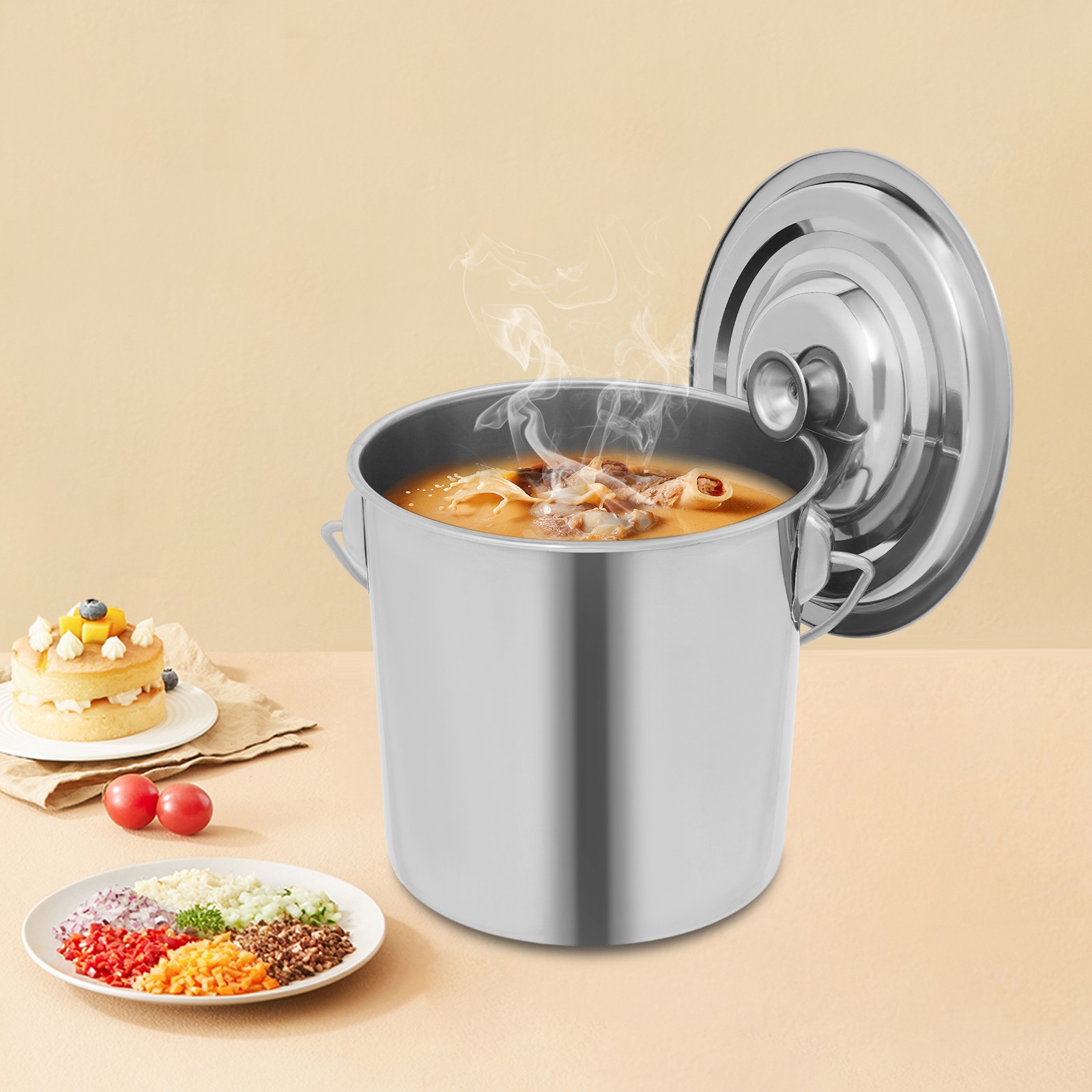 Komposteimer Küchen-Kompostbehälter Eimer Abfalleimer mit (6L) Edelstahl+Deckel!