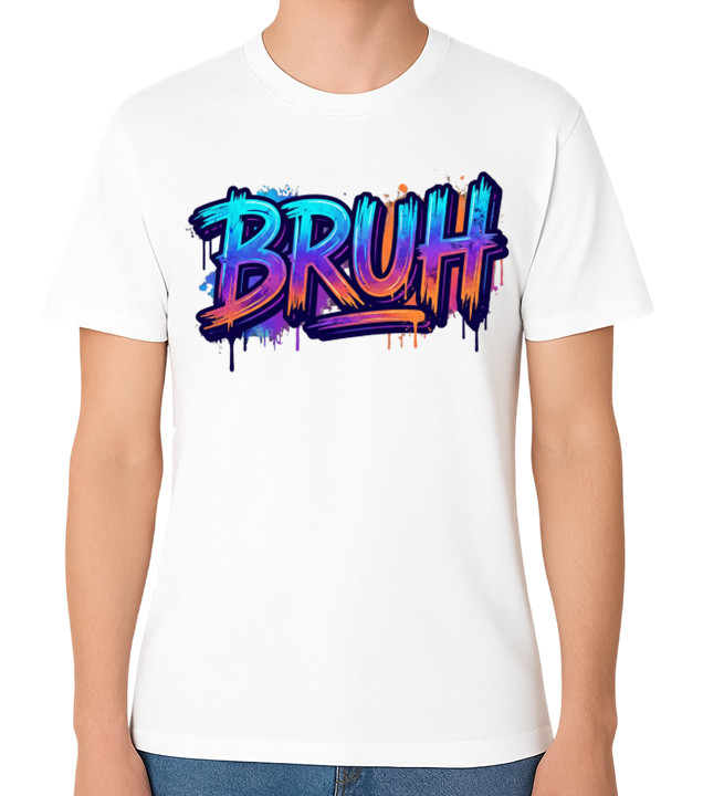 Camiseta Bruh Graffiti Texto Gráfico Unisex Divertida Camiseta Estilo Callejero