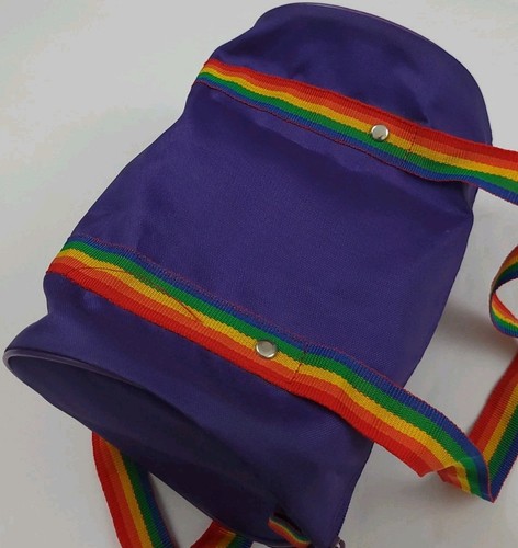 Vintage Hawaii Mini Seesack Regenbogenmuster leicht Vintage 80er 90er lila USA  - Bild 5 von 7