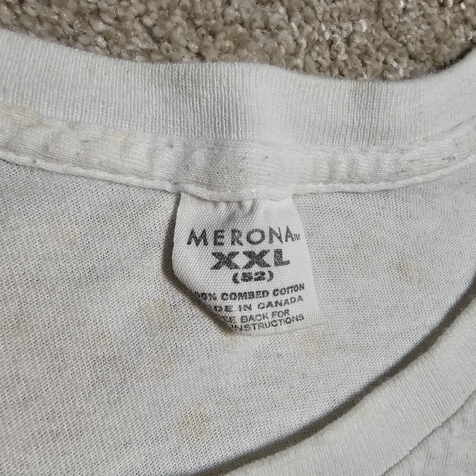 Camiseta Merona Manchada De Colección Años 90 Para Hombre XL Blanca En Blanco Vivida en Grunge Foto 4 de 4