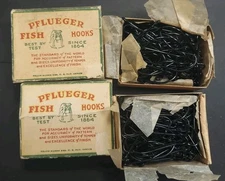 Pflueger 2 box Lot fish hooks Limerick 5/0, 200 pc. - No. 3121-J Japanned " New"