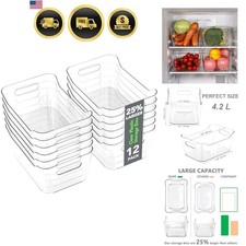 12 Pack Plastic Storage Bins, Multi-Use Organizer Bins, Pantry Organizer, Cle...