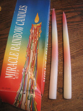 VTG 10 Color Changing Rainbow 9.5" Taper Candles MADE Hong Kong BohoRetro Decor