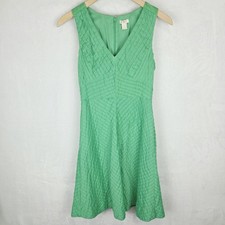 J. Crew Sheath Dress Womens Size 0 Petite Green Sleeveless Pintuck Pleats Flared