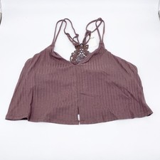 Aerie Womens Ribbed Applique Lace Longline Br...