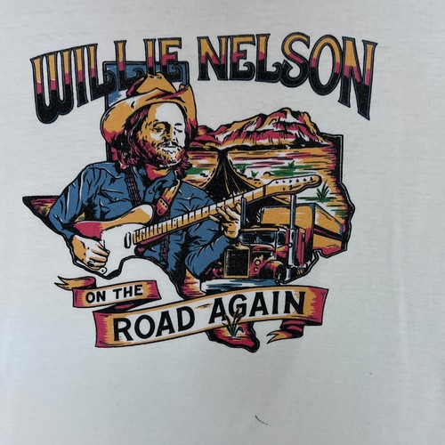 Willie Nelson Brixton T-Shirt Men’s Medium White Graphic Tee On The Road Again - Picture 3 of 9