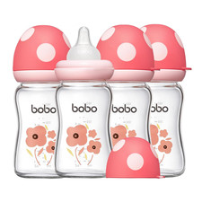 Natural Glass Baby Bottle with Level 1 Slow Flow Nipple, Newborn Anti-Colic Baby