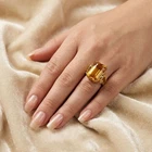 Estate Yellow Golden Citrine Baguette 16.10Ct 925 Sterling Silver 24K Gold Rings