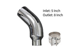 5 In 8 Out Diesel Exhaust Chrome Turndown Elbow Tip 23 Long With Ss Clamp 5 In 8 Out Diesel Exhaust Chrome Turndown Elbow Tip 23 Long With Ss Clamp