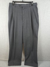 Ralph Lauren Chaps Vintage Mens 33x29 Pleated Dress Pants Cuffed Retro 90s Gray